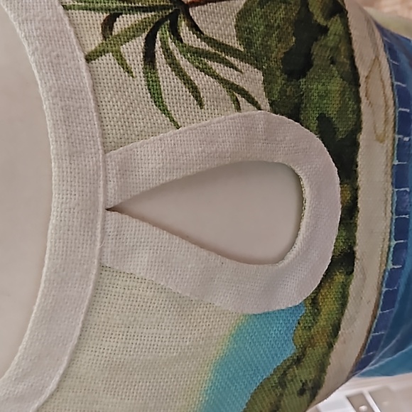 Tropical Print Linen Keyhole Back Summer Vacation Dress - Picture 5 of 5